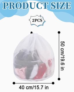Dailygoods- Wasnet - 2 Stuks - 40 x 50 cm - Fijn Gaas - Herbruikbaar - Ondergoed/Sokken - Duurzaam Polyester - Waszak — thumbnail 5