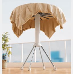 Liverna® Droogrek Inklapbaar met Wielen - Wasrek Opvouwbaar - Droogtoren 360° Paraplu droogrek- 16 Armen - Wit — thumbnail 3