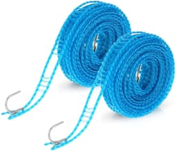 Dailygoods- Waslijn Winddicht 5 Meter - Draagbare Reiswaslijn - Antislip - Roestvrij Staal - Verstelbare Lengte - Eenvoudig te Installeren - Waslijnhouder — thumbnail 1