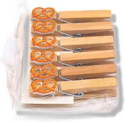 Wasknijpers met Gravure - Feestelijke Clips - Decoratief Gebruik - Gepersonaliseerde Tekst - 18 Stuks - Bruin — thumbnail 4