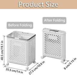Dailygoods- Wasmand Opvouwbaar - Wasmand met Wielen - Kunststof - Ventilerend - Stevig - Sneldrogend - Wasbox — thumbnail 2