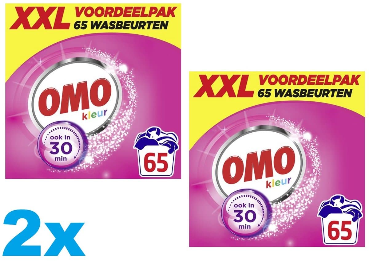 Omo XXL Waspoeder - Kleur - 2 x 65 Wasbeurten - 2 Stuks — afbeelding 1