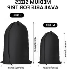 Grote Waszakken voor Reizen en Thuisgebruik, Herbruikbare Tas met Trekkoord voor Vuile Kleding, Ideaal voor Studenten en Opbergruimte - Zwart — thumbnail 2