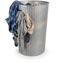 Plasticforte Ronde wasmand Rotan - zilver - gevlochten kunststof - 51 liter - 38 x 57 cm - opbergmanden — thumbnail 1