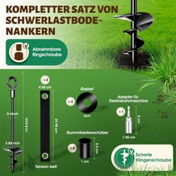 Grondankers set van 4 - zware kwaliteit - met riemen - eenvoudig te installeren - ShopVlot — thumbnail 3