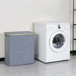 Lìon® Wasmand - 140L - Wasmanden - Wasmand 2 Vakken - Grijs - 44cm x 33cm x 4cm — thumbnail 2