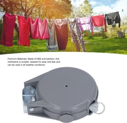 Intrekbare Waslijn - Waslijn Binnen Buiten - Kleding Drogen - Verstelbare Lengte - 12 Meter - Wit — thumbnail 2