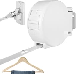 Wandgemonteerde Waslijn - Intrekbare Kledinglijn - Ruimte Besparen - Verborgen Ontwerp - 42 Meter - Wit — thumbnail 1