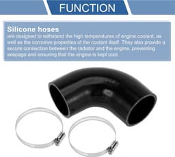 SnelShoppen - 60mm Siliconen Slang 90° met Klemmen - Universele Koel Slang voor Auto - Zwart - 90mm Lengte - Hoge Temperatuur Weerstand — thumbnail 3