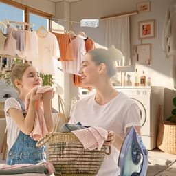 SnelShoppen - Inklapbare Waslijn voor Balkon, 2 x 5,1 m, RVS, Wandmontage, Geen Boorgaten Vereist, Anti-Dalend, Binnen en Buiten Gebruik, Draagt tot 2 — thumbnail 4