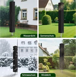 Droogmolen Beschermhoes - Lichtgrijs - 170 cm - Weerbestendig Oxford-stof met Ritssluiting - Voor Droogmolens en Wasschermen — thumbnail 2