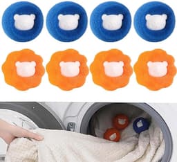 Wasmachine haarvangers 8 stuks - herbruikbare ballen - nylon en PP - verwijdert dierenharen uit kleding - SnelShoppen — thumbnail 1