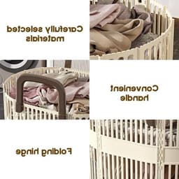 Vouwbare Wasmand van Plastic, Ruimtebesparend voor Badkamer en Utility Room met Handvatten en Luchtgaten, Ideaal voor Kleding, Speelgoed en Handdoekenopslag — thumbnail 3