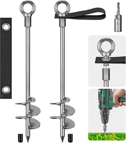 SnelShoppen - Stabiel Grondanker Grondpen Metalen 45cm Spiraal Stormanker voor Trampolines, Schommels, Camping, Schuren, Honden, Carport, 2 Pak — thumbnail 1