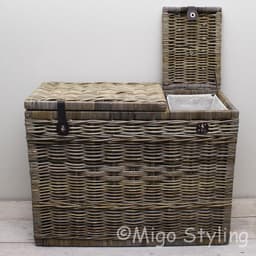 Migo Styling - Wasmand - 3 vakken - Met deksel - 85x40xH65 - Riet - Rotan - Trio — thumbnail 4