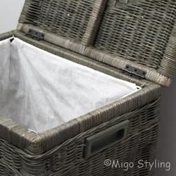 Wasmand - Pitriet - Vierkant - met deksel - 40x40xH60 - Riet - Taupe — thumbnail 2