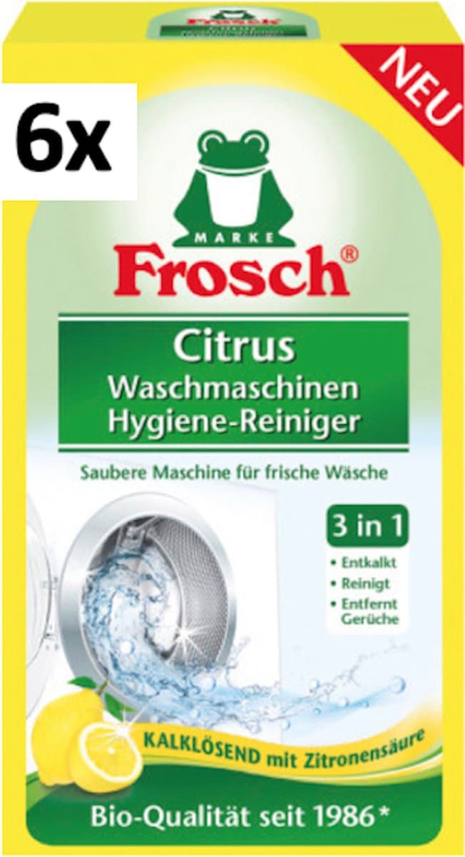 6x Wasmachinereiniger | Halfjaarbox | Voordeelverpakking | Citrus | 3 in 1 | Ontkalkt | Reinigt | Verwijderd nare geurtjes | Wasmachine | Reiniger | Ontkalker | Houdt uw wasmachine fris en hygiënisch — afbeelding 1