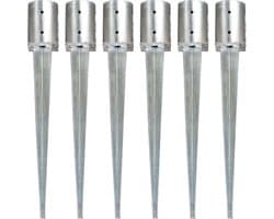 vidaXL - Grondpinnen - 6 - st - 10x76 - cm - gegalvaniseerd - staal - zilverkleurig — afbeelding 1