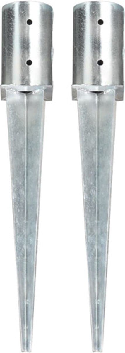 vidaXL - Grondpinnen - 2 - st - 8x61 - cm - gegalvaniseerd - staal - zilverkleurig — afbeelding 1