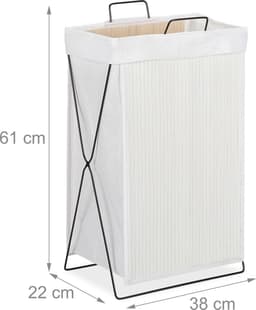 Witte wasmand - bamboe - opvouwbaar - 1 stuk — thumbnail 2