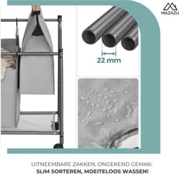MIRA Home Wasmand – Wasmand met wieltjes – Basic – Grijs - 87.5x38.5x81 — thumbnail 5