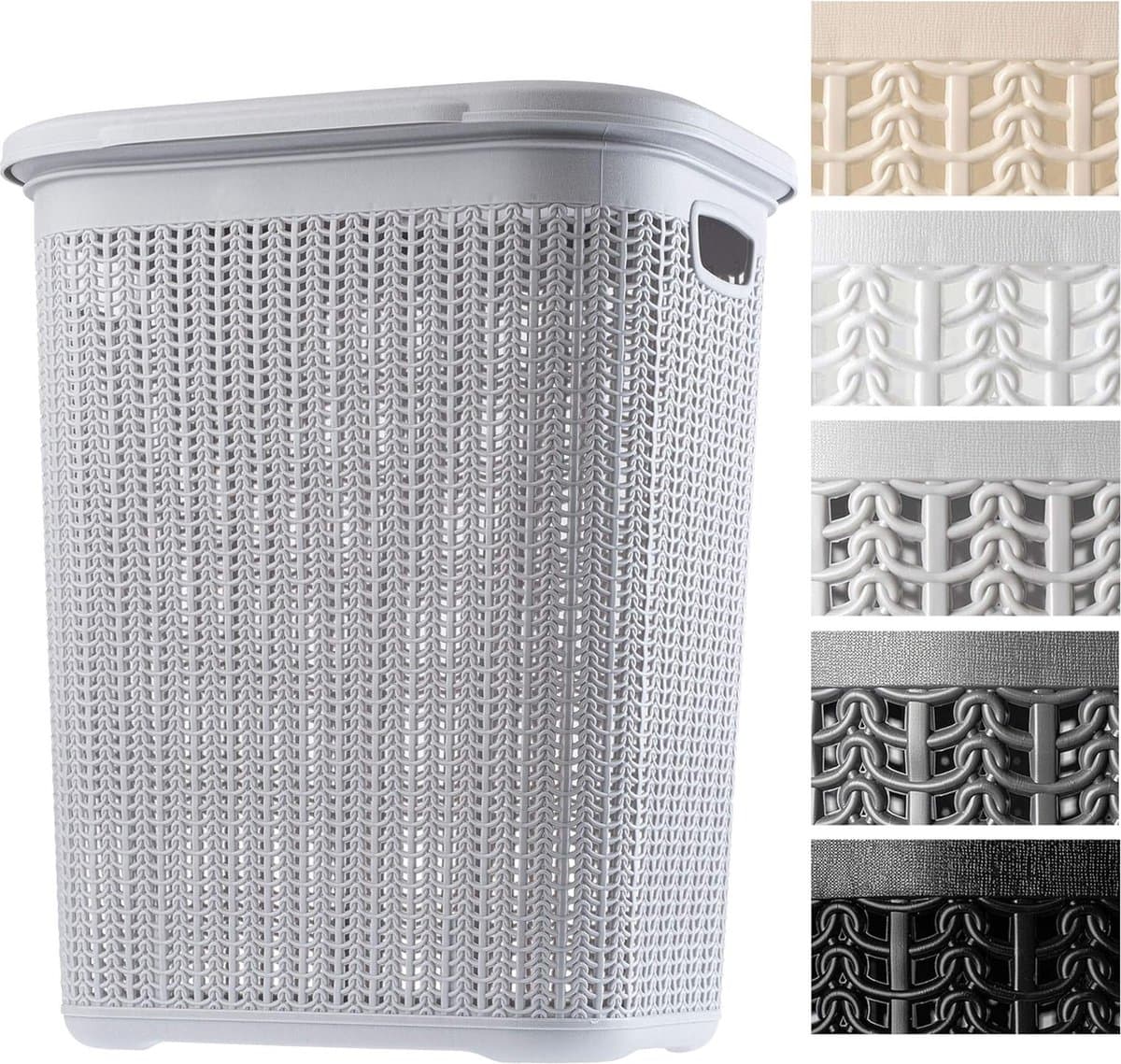 KADAX - Wasmand, 50L, multifunctionele wasmand met deksel - lichte wasverzamelaar, wassorteerder van kunststof, voor badkamer, vuile kleding, speelgoed, wasmand - Grijs — afbeelding 1