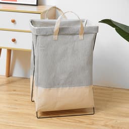 Lexorion Engels -Wasmand - Wasmanden - Wasmand Inklapbaar - Opvouwbare Wasmanden - 36cm x 28cm x 59cm - Ijzeren Pijpenrek — thumbnail 2