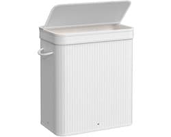 Wasmand met Deksel 100 liter Met Handgrepen - Wasverzamelaar Bamboe - Met Uitneembare en Machinewasbare Waszak - Voor Keuken, Slaapkamer, Woonkamer - Naturel - LCB063N01