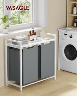 Wasmand met 2 x 46 liter capaciteit en legplank 73 x 33 x 72 cm — thumbnail 3