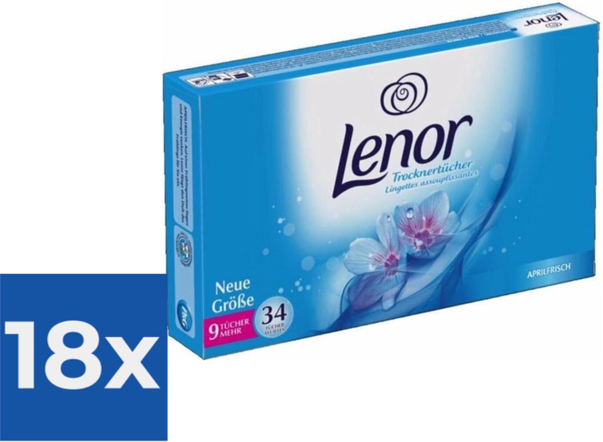 Lenor Droogtrommeldoekjes Aprilfris - 34 stuks - Voordeelverpakking 18 stuks — afbeelding 1