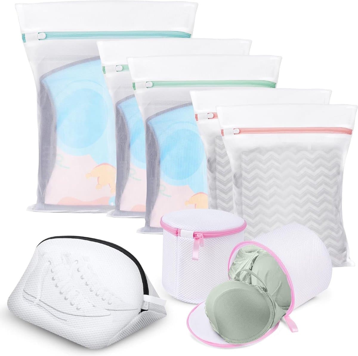 Wasnet voor wasmachine, wasnet, waszak, beha, waszak, waszak, waszak, duurzame schoenen, waszak voor blouse, schoenen, beha, ondergoed, babykleding, waszak, 8 stuks — afbeelding 1