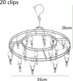 RVS Droogcarrousel met 20 Knijpers - Voor Georganiseerd Drogen en Opbergen van Kleding en Accessoires — thumbnail 3