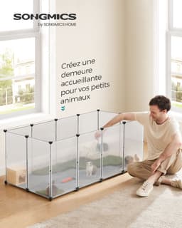 Songmics - Buitenren - dierenhok - ren - 145 x 72 x 57 cm - met bodemplaten - kunststof - voor cavia's, hamsters, konijnen, egels etc. — thumbnail 3