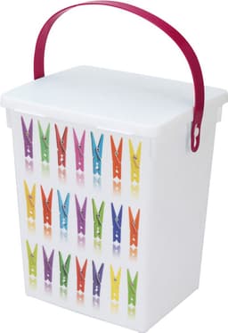 Wasknijper bewaarbox - Kunststof - Wit/Roze - 5 liter - 23x18cm — thumbnail 2