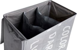 Shine XL Wasmand met 3 Vakken voor Lichte, Donkere en Gekleurde Was - Met Draaggrepen en 4 Wielen - Duurzaam - Inhoud 120 Liter - Grijs — thumbnail 3