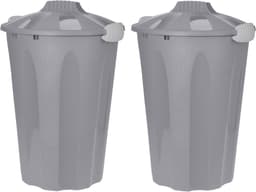Bellatio Wasmand - kunststof - grijs - deksel - 40 liter - Wasmanden/wasgoedmanden - Huishouden — thumbnail 2