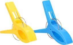 Jedermann Handdoekknijpers XL - 6x - blauw/geel - kunststof - 12 cm - wasknijpers — thumbnail 2