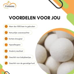Tsirani drogerballen 6x - Wasbol - Droogballen - Wasdrogerballen Merinowol - Wasballen droogtrommel — thumbnail 2