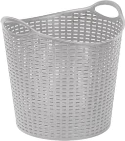 Plasticforte Gevlochten wasmand/opbergmand - flexibel - zilver - 27 liter - rond - kunststof - 40 x 37 cm — thumbnail 1