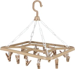 Urban Living Wasgoed droogcarrousel/droogmolen - 18 clips/knijpers - beige - kunststof - 31 x 33 cm — thumbnail 1