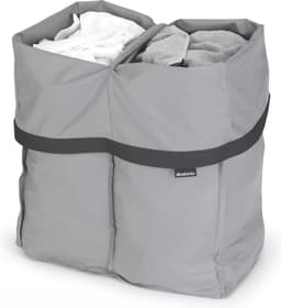 Brabantia - Bo Waszak 2 x 45L - Vervangende tas voor Bo Wasmand - Twee compartimenten voor eenvoudig sorteren - Draagbaar & Hygiënisch - Katoenen tas met klittenbandsluiting - Grijs — thumbnail 1