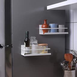 Koelkastrek 2-delig magnetisch kruidenrek - ruimtebesparende koelkast organizer voor de keuken (wit) Wasmachine rek — thumbnail 2