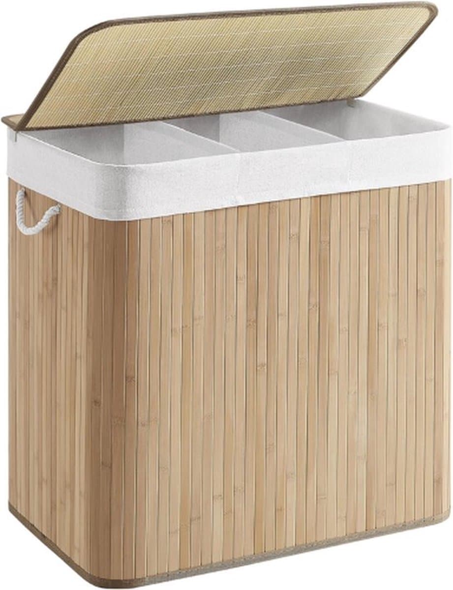 Thuys – Luxe Wassoorteerder – 3 Vlakken – Bamboe met Deksel – Was Organizer – Wasmand – 150L Inhoud – Stijlvol Design — afbeelding 1