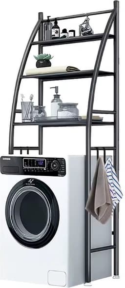 MeubelsvanJoep wasmachine ombouw rek zwart 166 x 65 x 25 cm - Wasmachine rek met opbergruimte zwart - Wasmachine rek bovenlader zwart - Wasmachine rek voorlader zwart - Toilet kast - Wc meubel - Wc kast — thumbnail 2