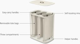 Equivera Wasmand 3 Vakken - Wassorteerder - Driedelige Wasmand - Organizer Kleding - Laundry Basket - Wasbox — thumbnail 5