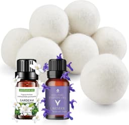 6 Drogerballen Voor Wasdrogers - Droogballen - Wasbollen - Gemaakt van 100% Nieuw-Zeelandse Schapen Wol - Incl. 2 Etherische Oliën - Wasdrogerballen - Wit — thumbnail 1