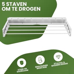 Equivera Wanddroogrek - Wasrek - Droogrek - Wanddroogrek Inklapbaar - Wand Droogrek — thumbnail 2