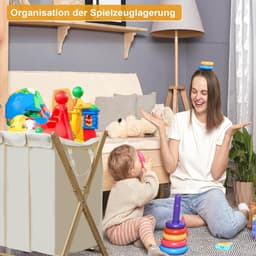 Wasmand - 3 vakken en 2 afneembare zakken - geschikt voor badkamer slaapkamer woonkamer — thumbnail 5