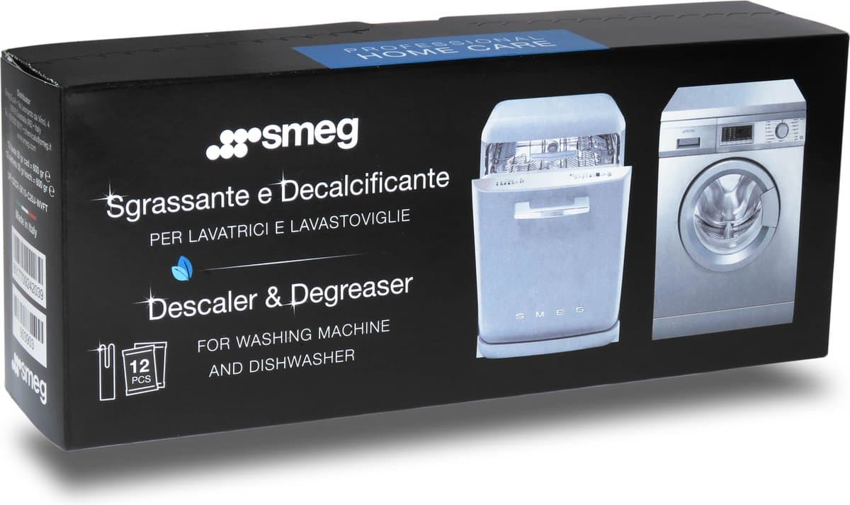 SMEG ontkalker en reiniger voor wasmachine en vaatwasser - Jaarpakket - 12 stuks - 12x 50g - vaatwas machine onderhoud - Geschikt voor Miele Bosch Siemens AEG — afbeelding 1