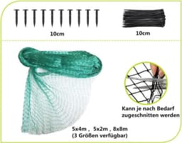 Vogelbeschermingsnet - Tuinnet fruitboomnet - Vogelafweernet zwembadnet - Met kabelbinders grondankers - Scheurvast rekbaar robuust - 8x8 m — thumbnail 5